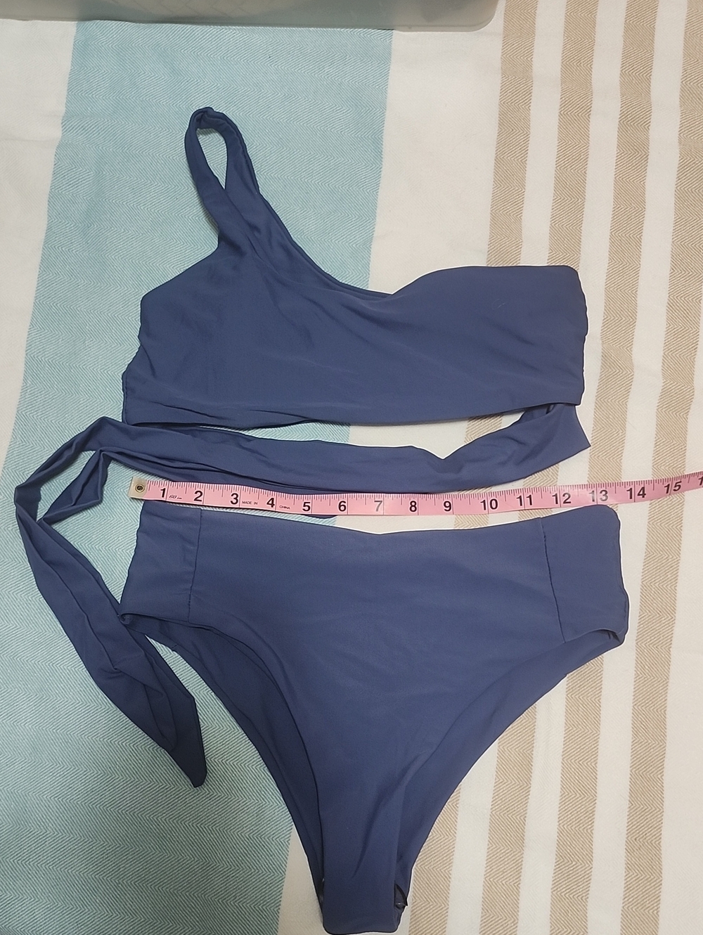 One-Shoulder Navy Blue Women’s Bikini Set